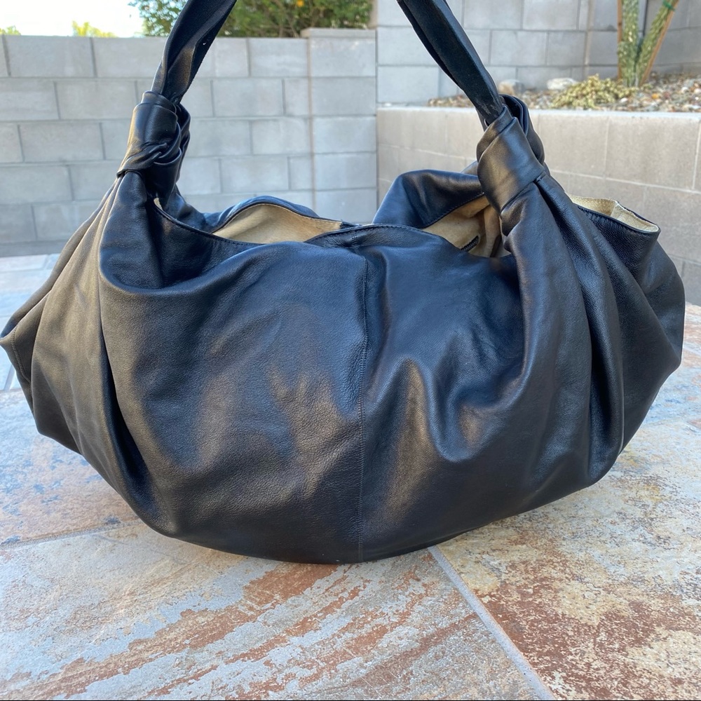 The Row Black Leather Slouchy Shoulder Bag - Picture 5 of 13